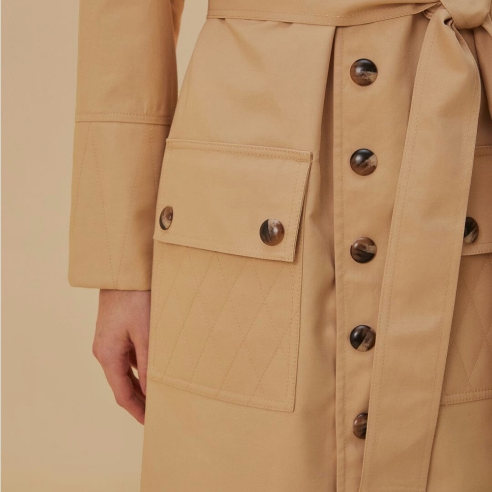 Farm Rio Pockets Over Nude Trench Coat - Picture 6 of 11